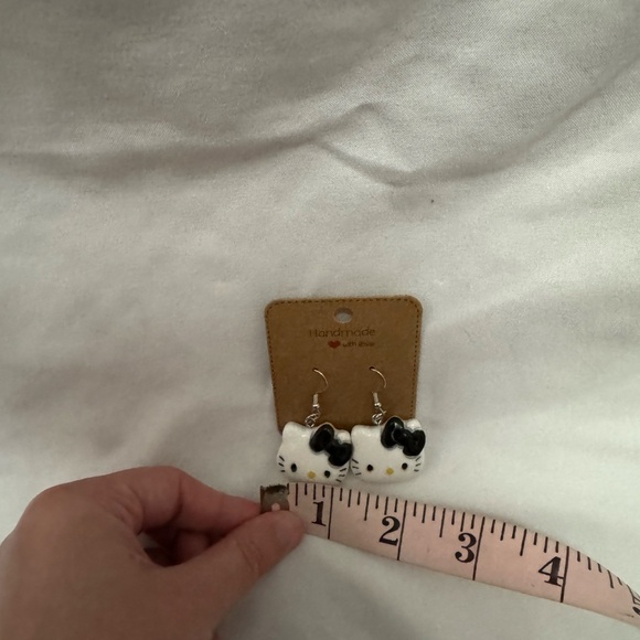 Handmade Black Bow Hello Kitty Earrings - Picture 7 of 7